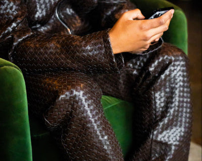 Interwoven Leather Trucker Jacket