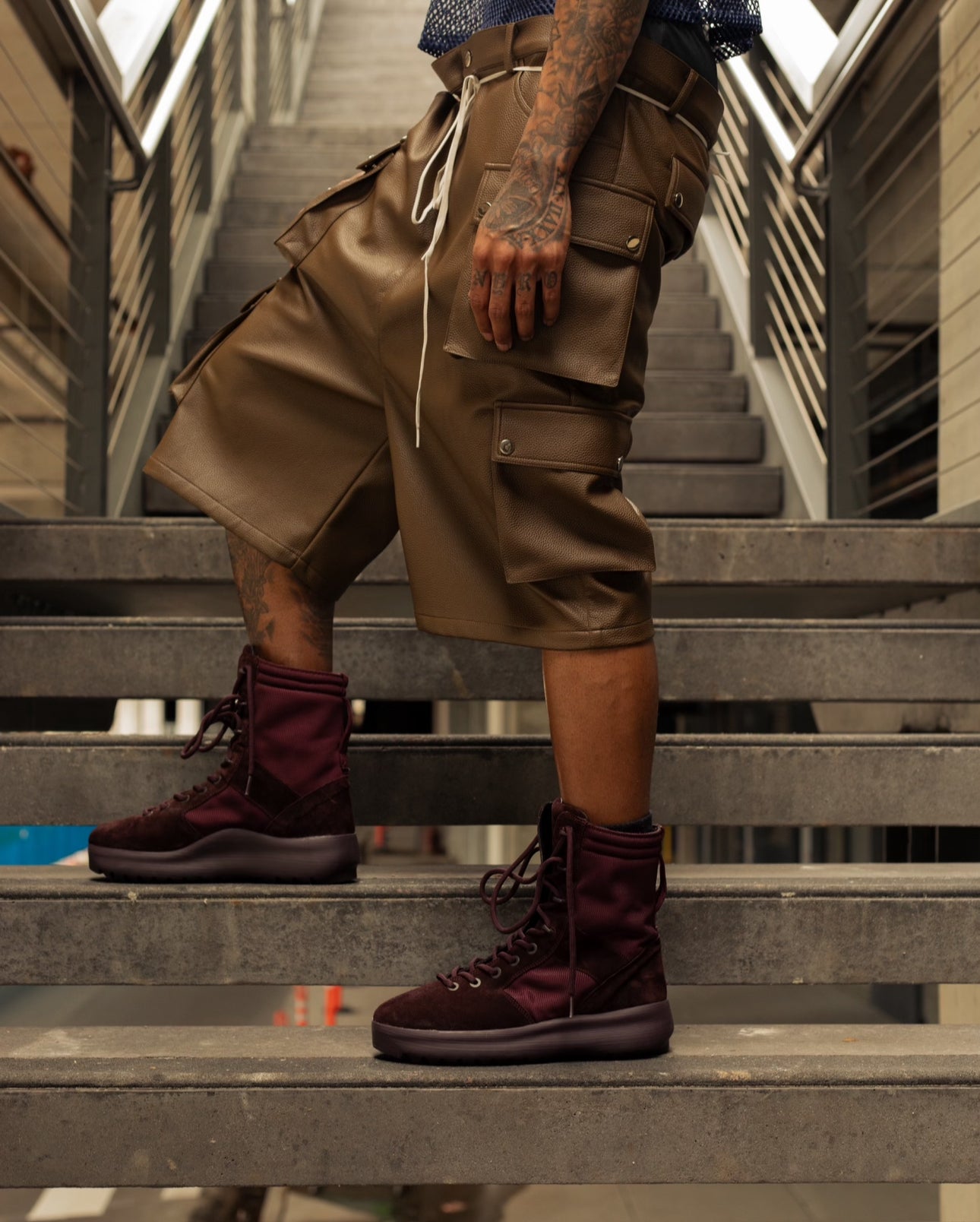 Pebbled Leather Cargo Shorts