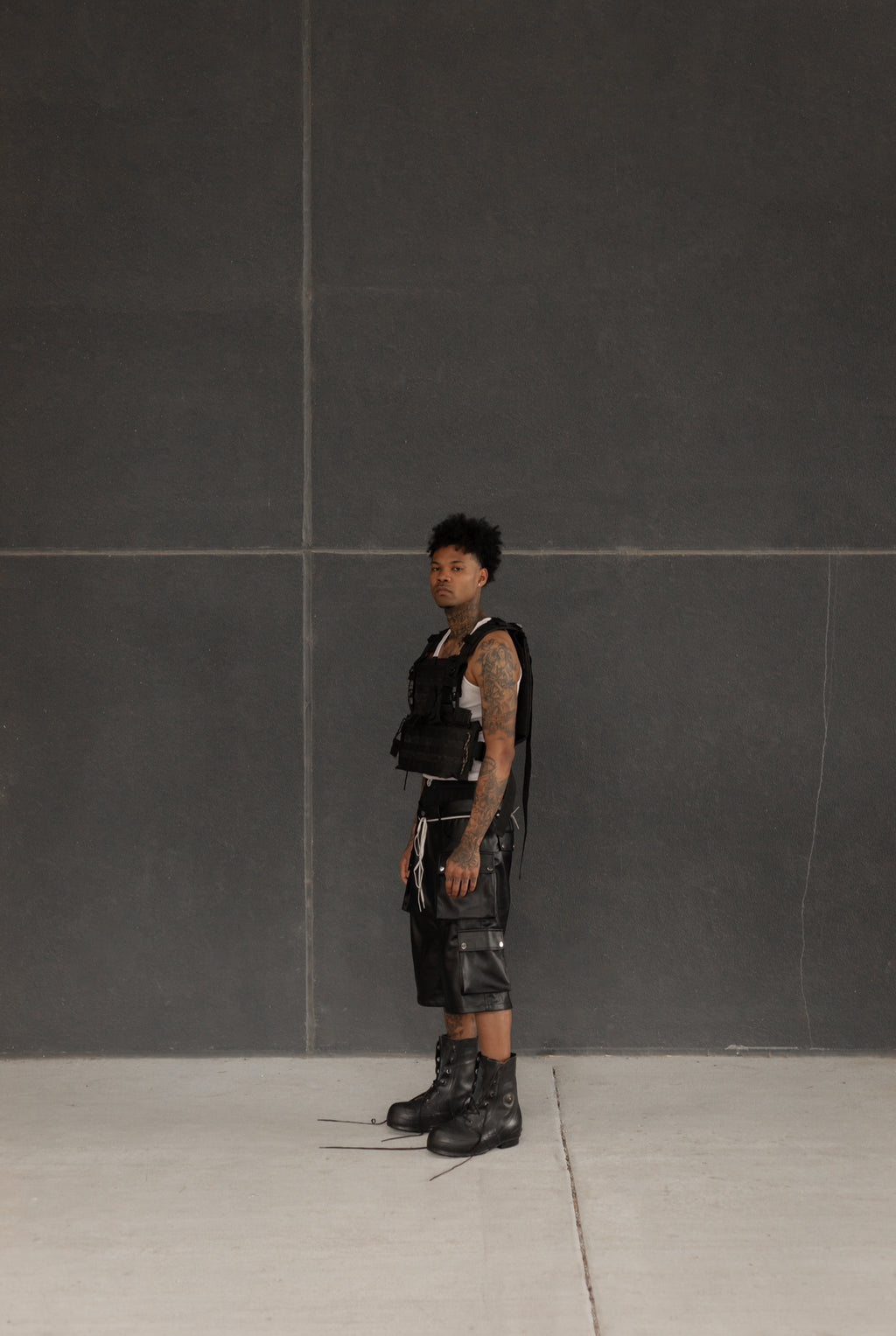 Pebbled Leather Cargo Shorts