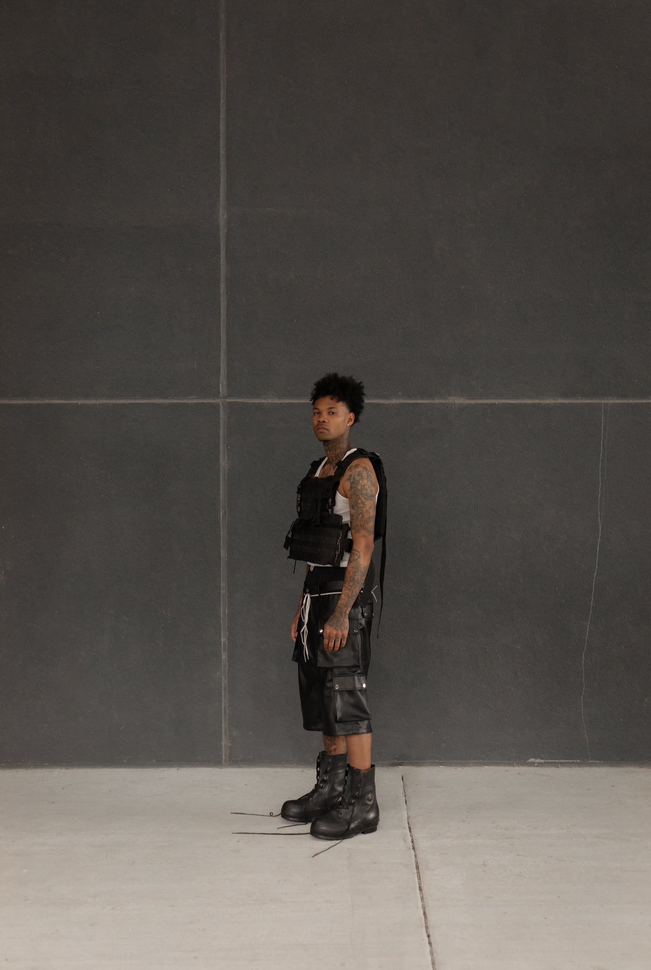 Pebbled Leather Cargo Shorts