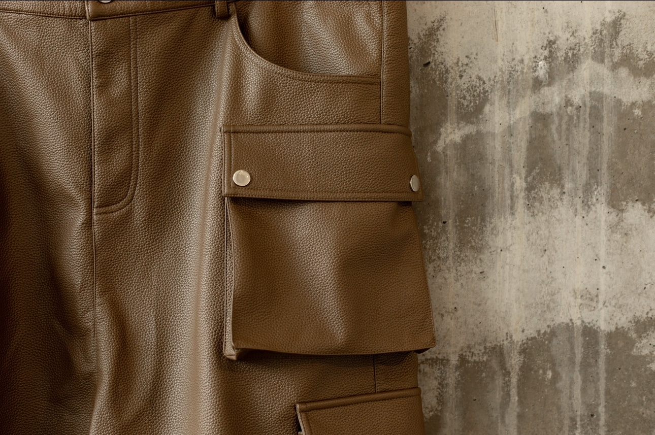 Pebbled Leather Cargo Shorts