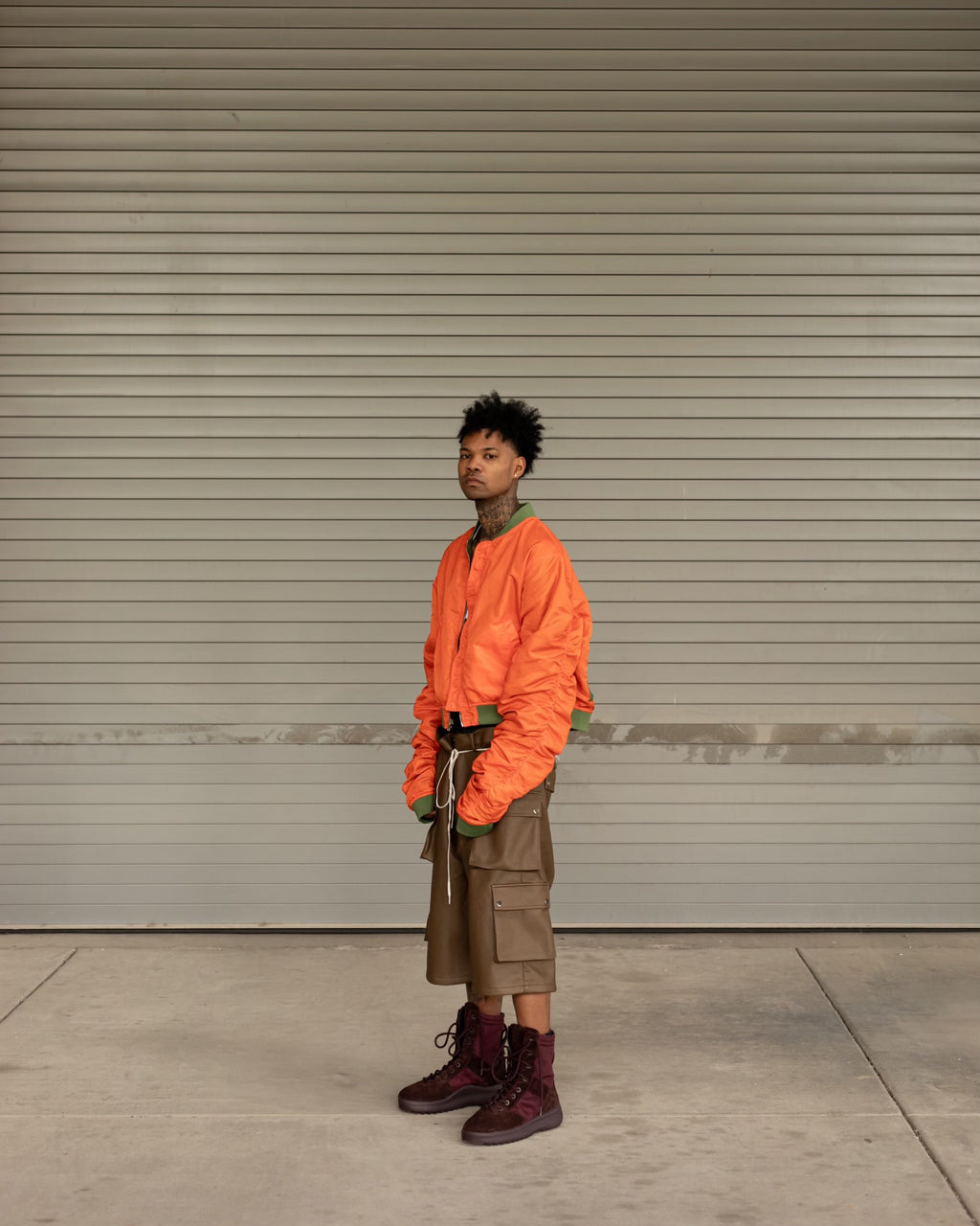 Pebbled Leather Cargo Shorts