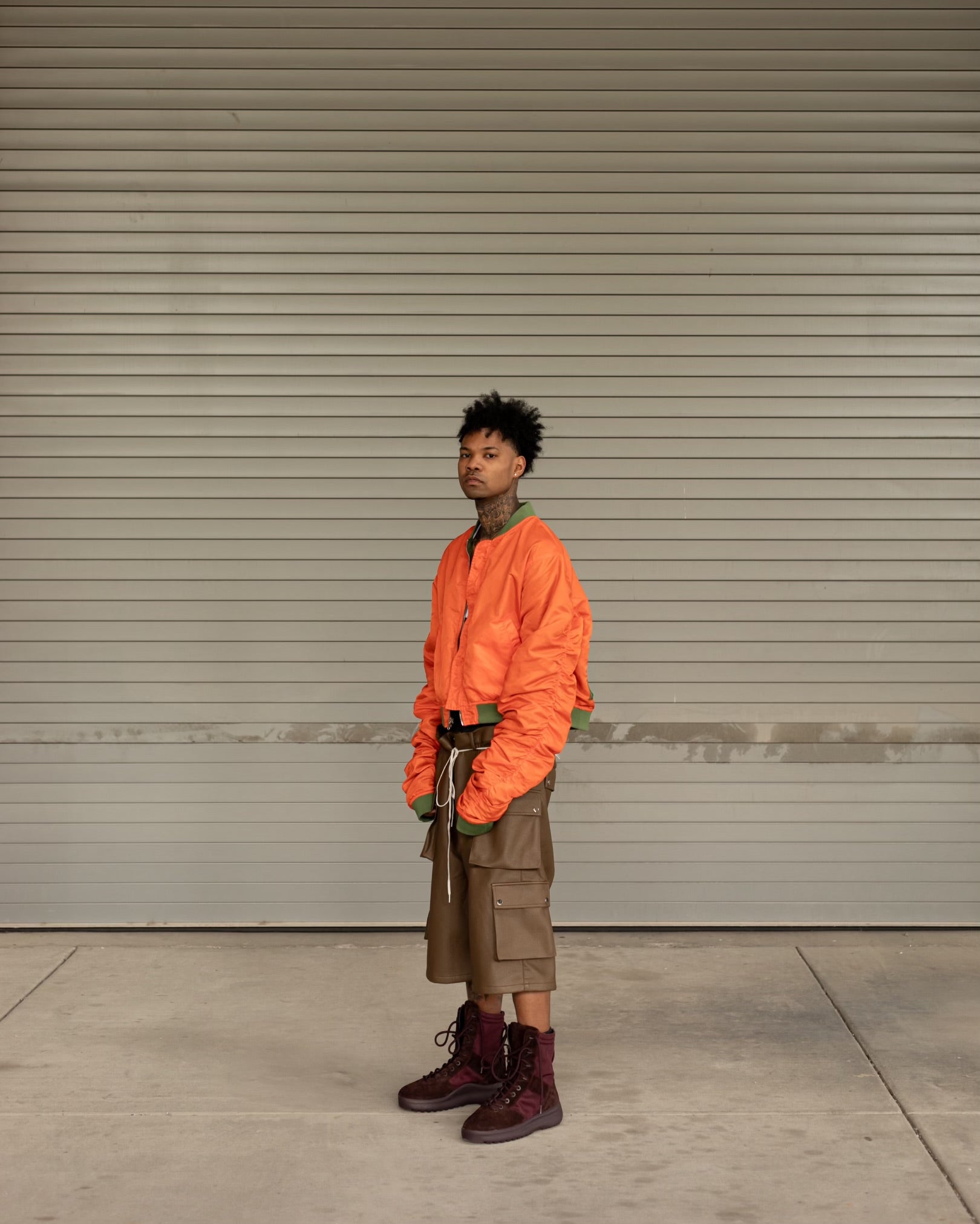 Pebbled Leather Cargo Shorts