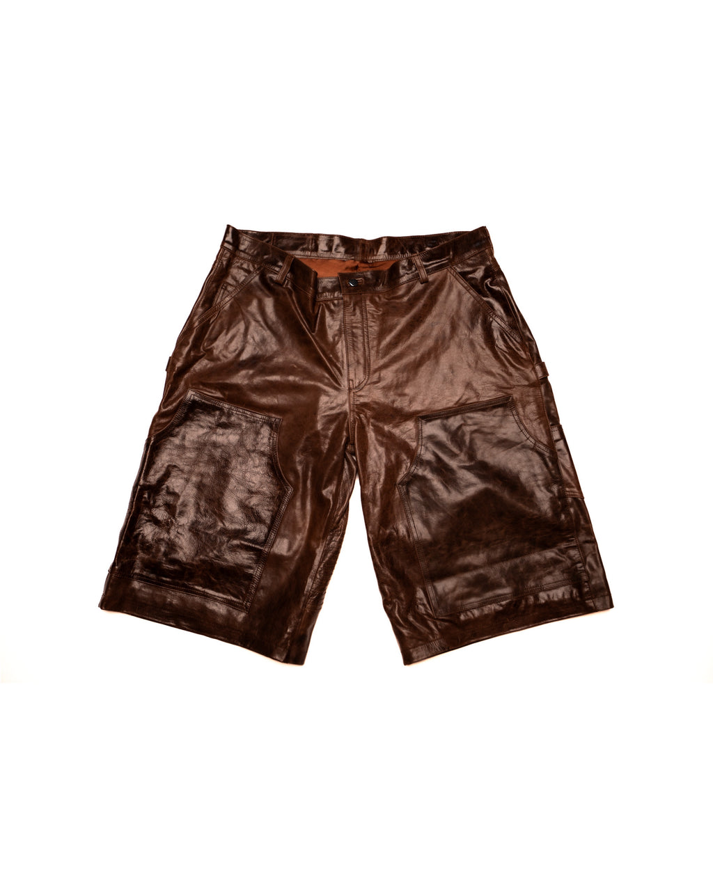 Mocha’ Bison Leather Carpenter Shorts