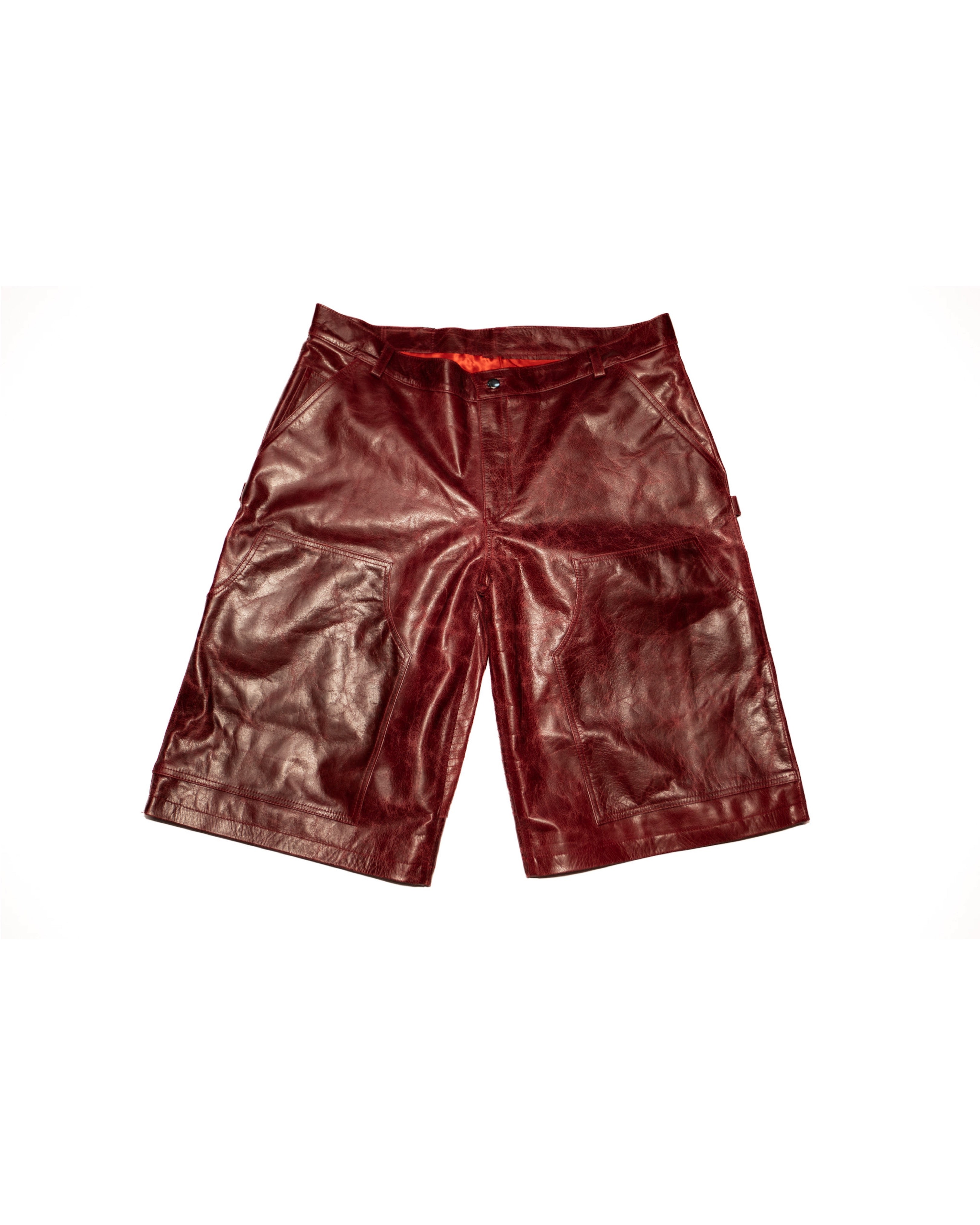 Merlot' Bison Leather Carpenter Shorts