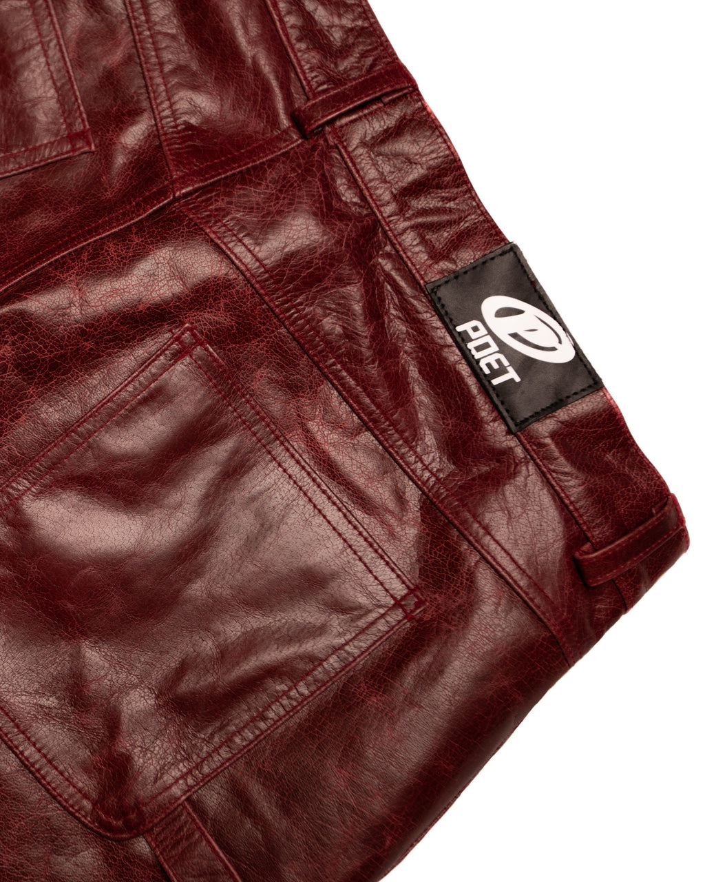Merlot' Bison Leather Carpenter Shorts